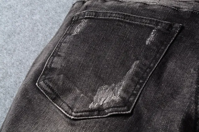 Balmain Distressed Slim-Tapered Charcoal Jeans 7