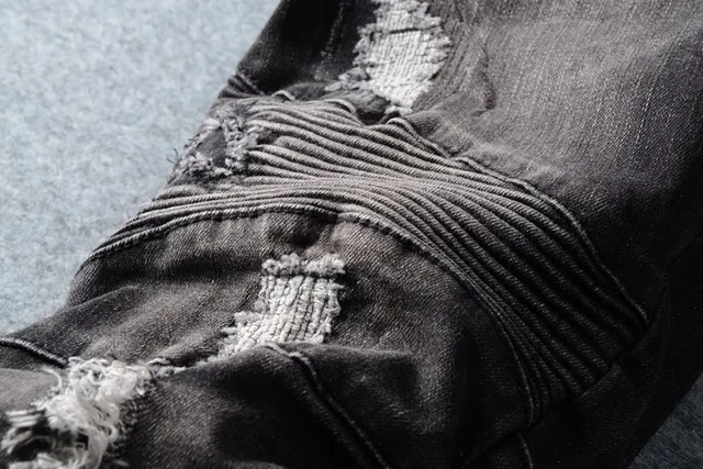 Balmain Distressed Slim-Tapered Charcoal Jeans 9