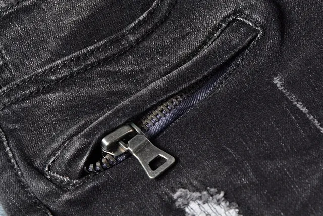 Balmain Distressed Slim-Tapered Charcoal Jeans 11