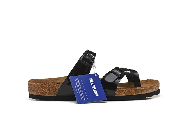 Birkenstock Arizona Sandálias Casuais de Couro Patentado Preto Brilhante 2