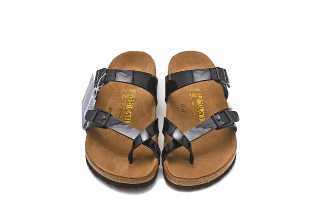 Birkenstock Arizona Sandálias Casuais de Couro Patentado Preto Brilhante 3
