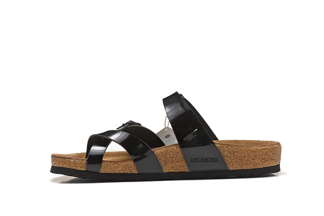 Birkenstock Arizona Sandálias Casuais de Couro Patentado Preto Brilhante 4
