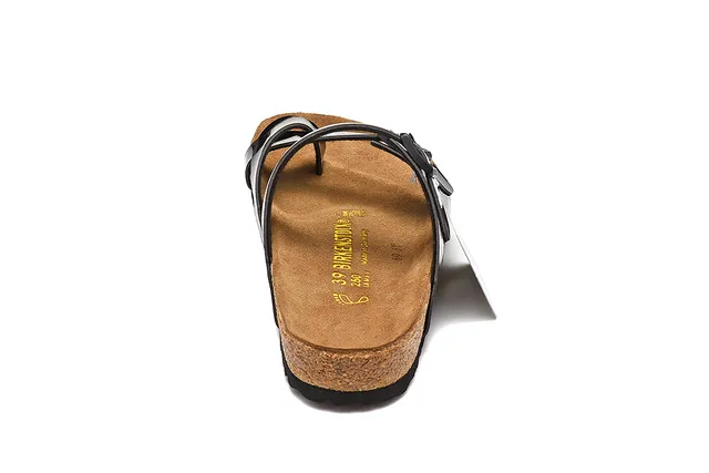 Birkenstock Arizona Sandálias Casuais de Couro Patentado Preto Brilhante 5