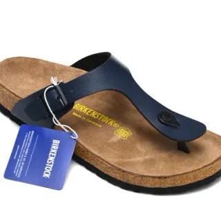Birkenstock Arizona sandales casuales en cuir bleu marine