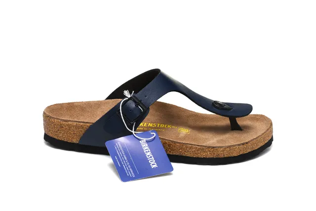 Birkenstock Arizona sandálias casuais de couro azul marinho 2