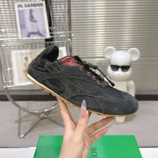 Bottega Veneta Black and Red Suede Lifestyle Sneaker