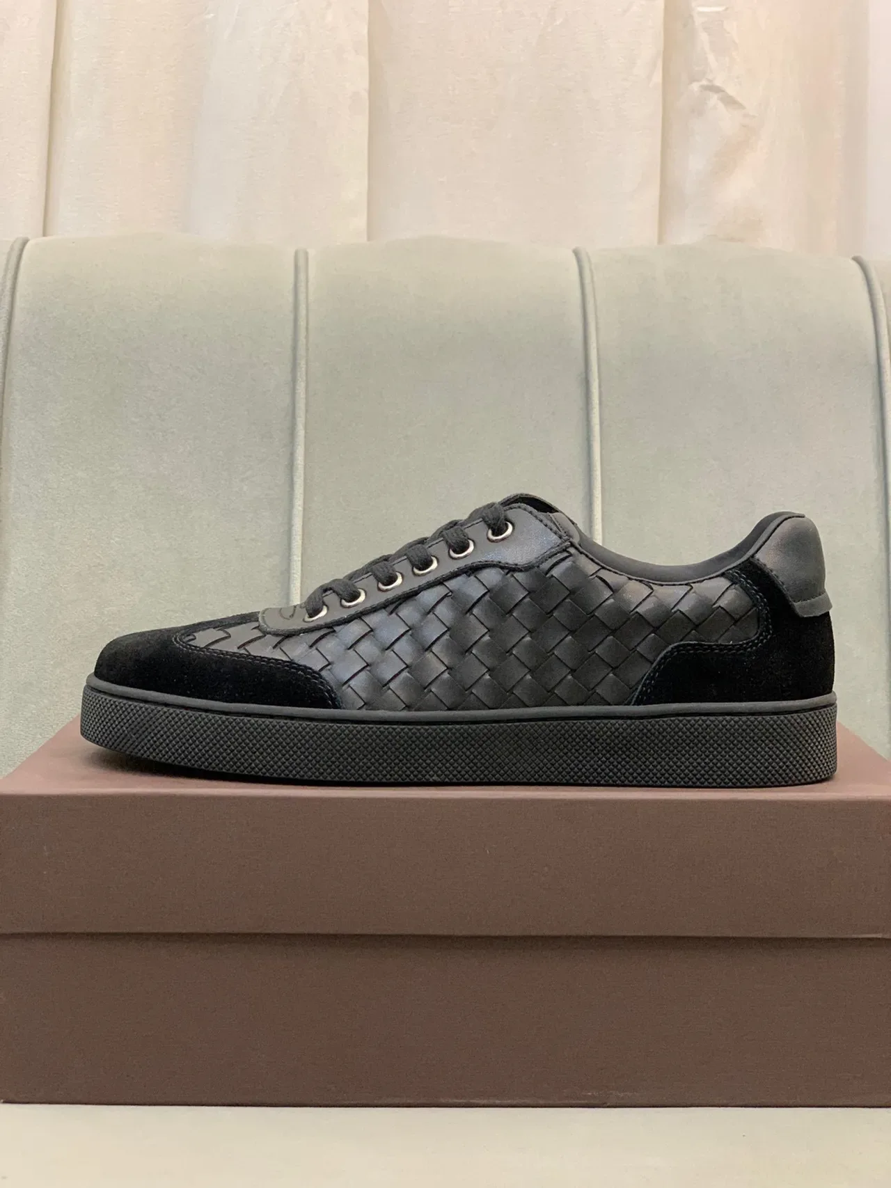 Bottega Veneta Cassette Black Intrecciato Woven Leather Lifestyle Sneakers 6