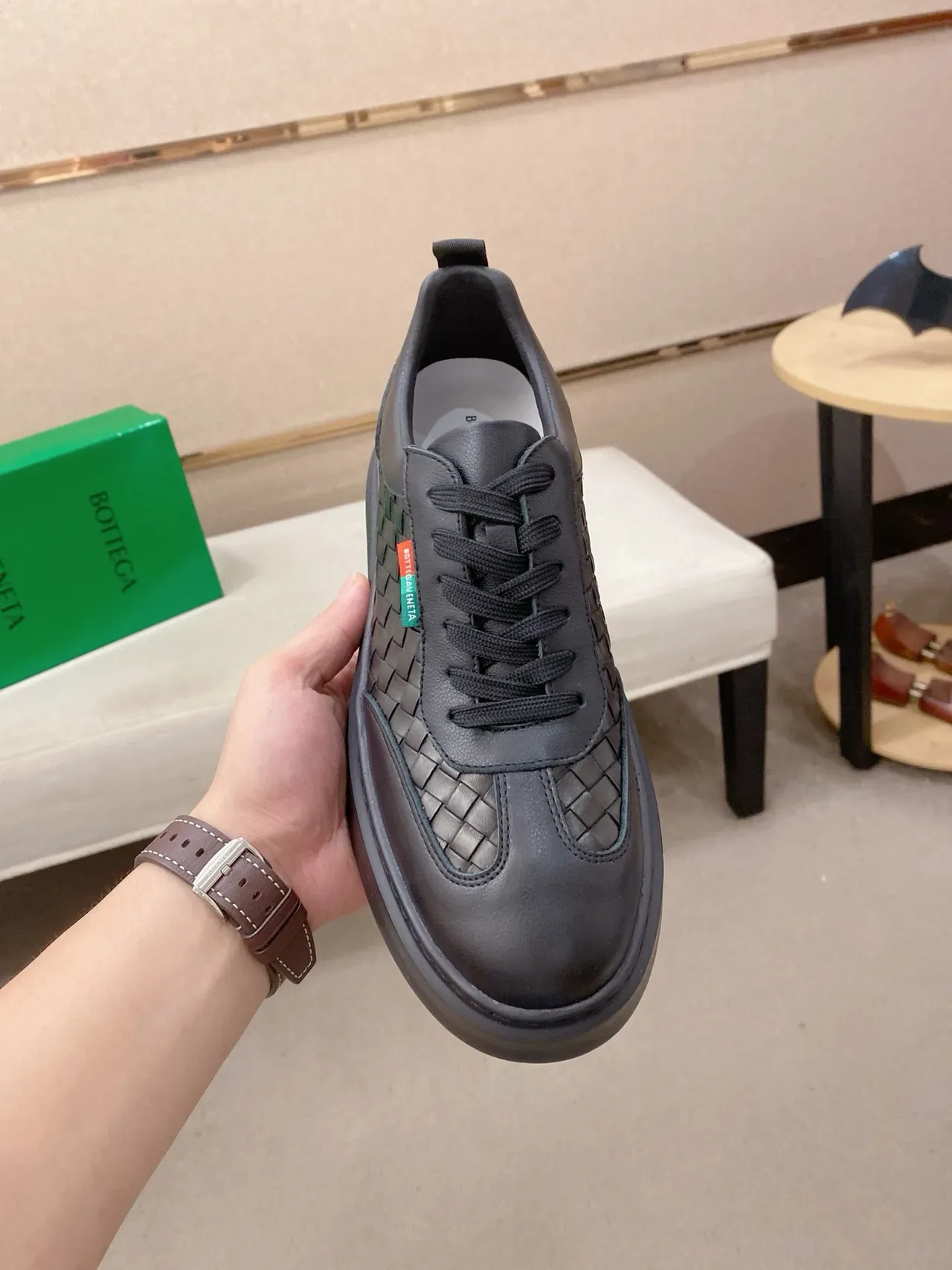 Bottega Veneta Cassette Black Couro Tecido Lifestyle Sneakers 2