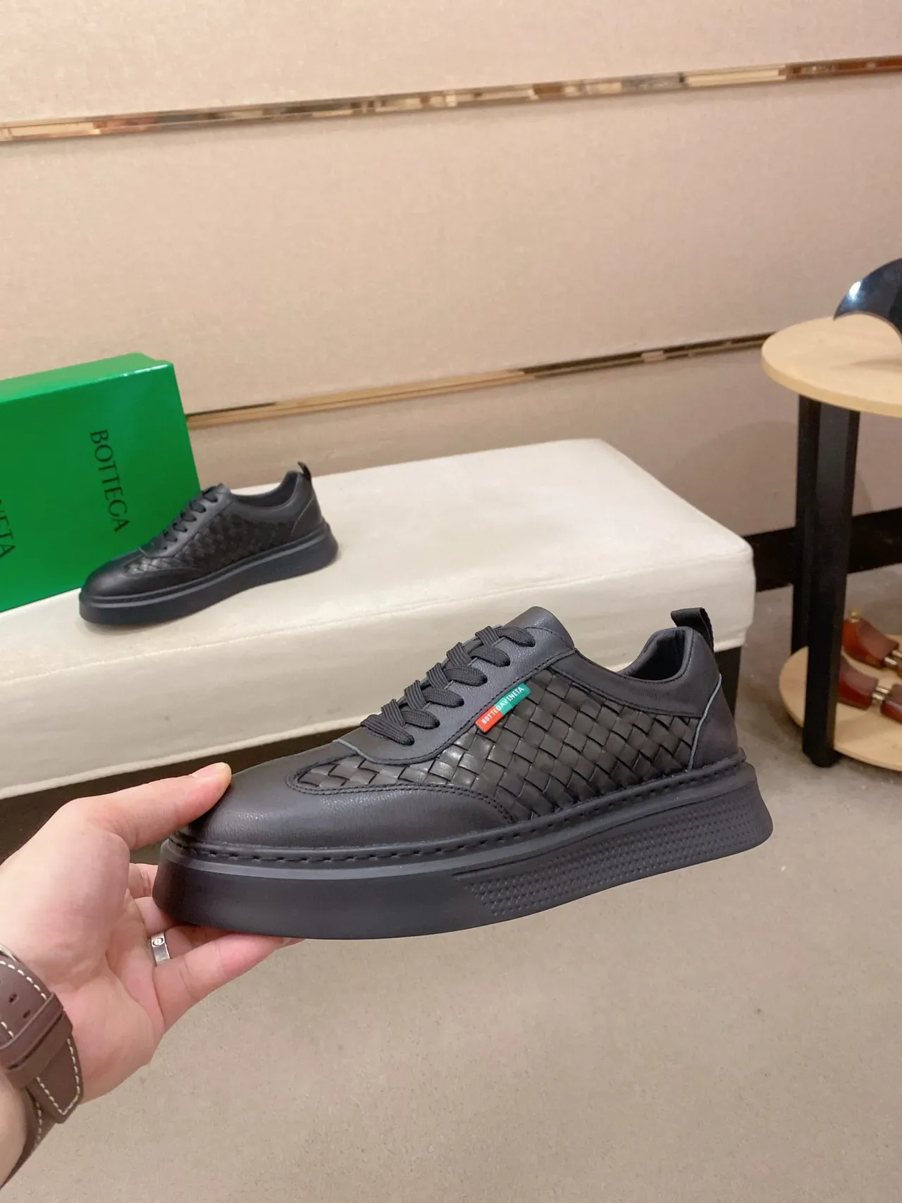 Bottega Veneta Cassette Black Couro Tecido Lifestyle Sneakers 3