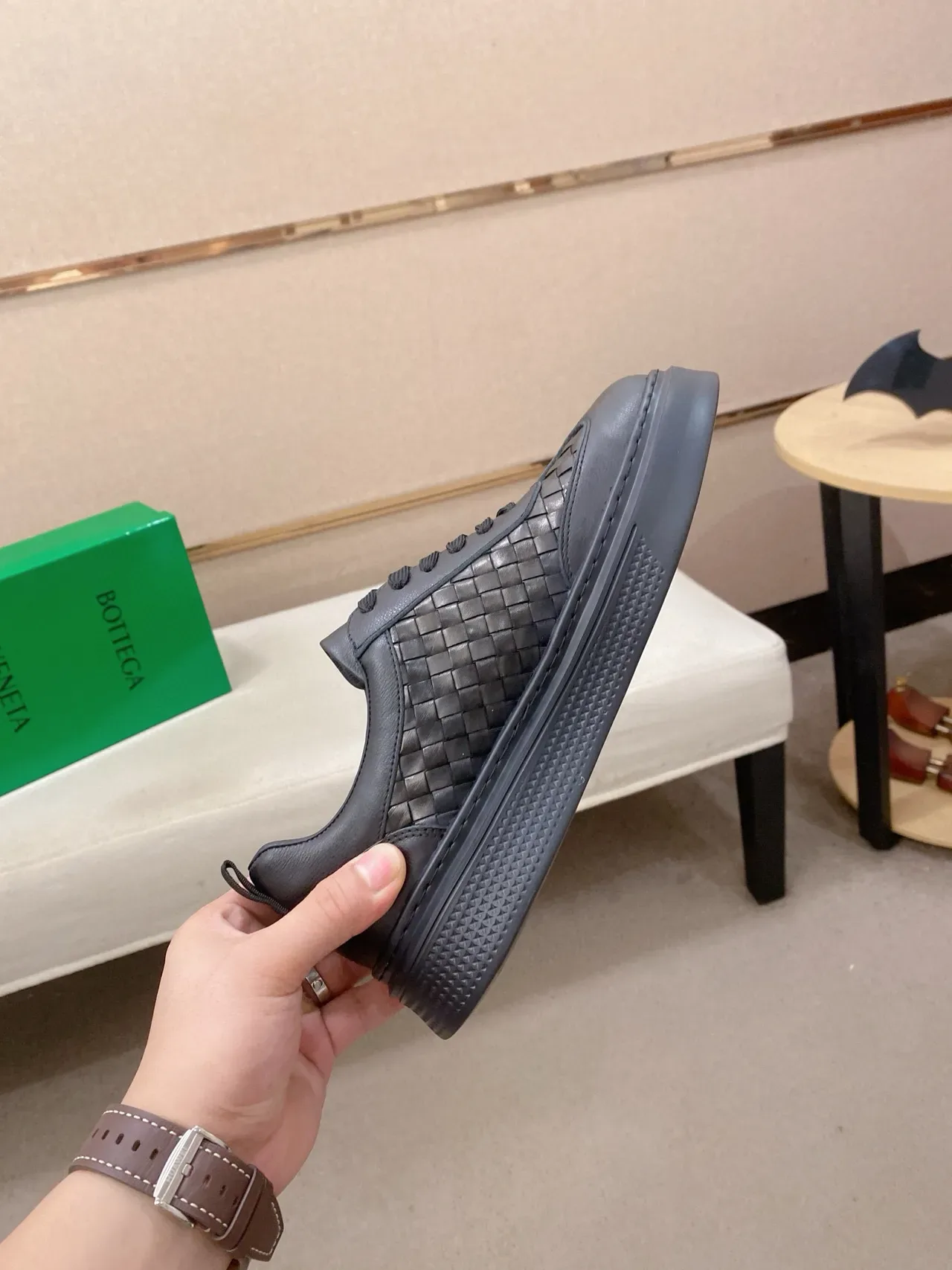 Bottega Veneta Cassette Black Couro Tecido Lifestyle Sneakers 5