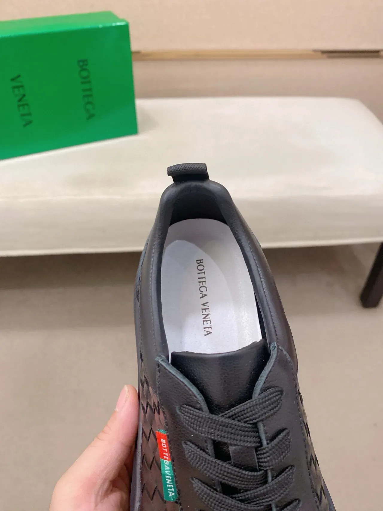 Bottega Veneta Cassette Black Couro Tecido Lifestyle Sneakers 6