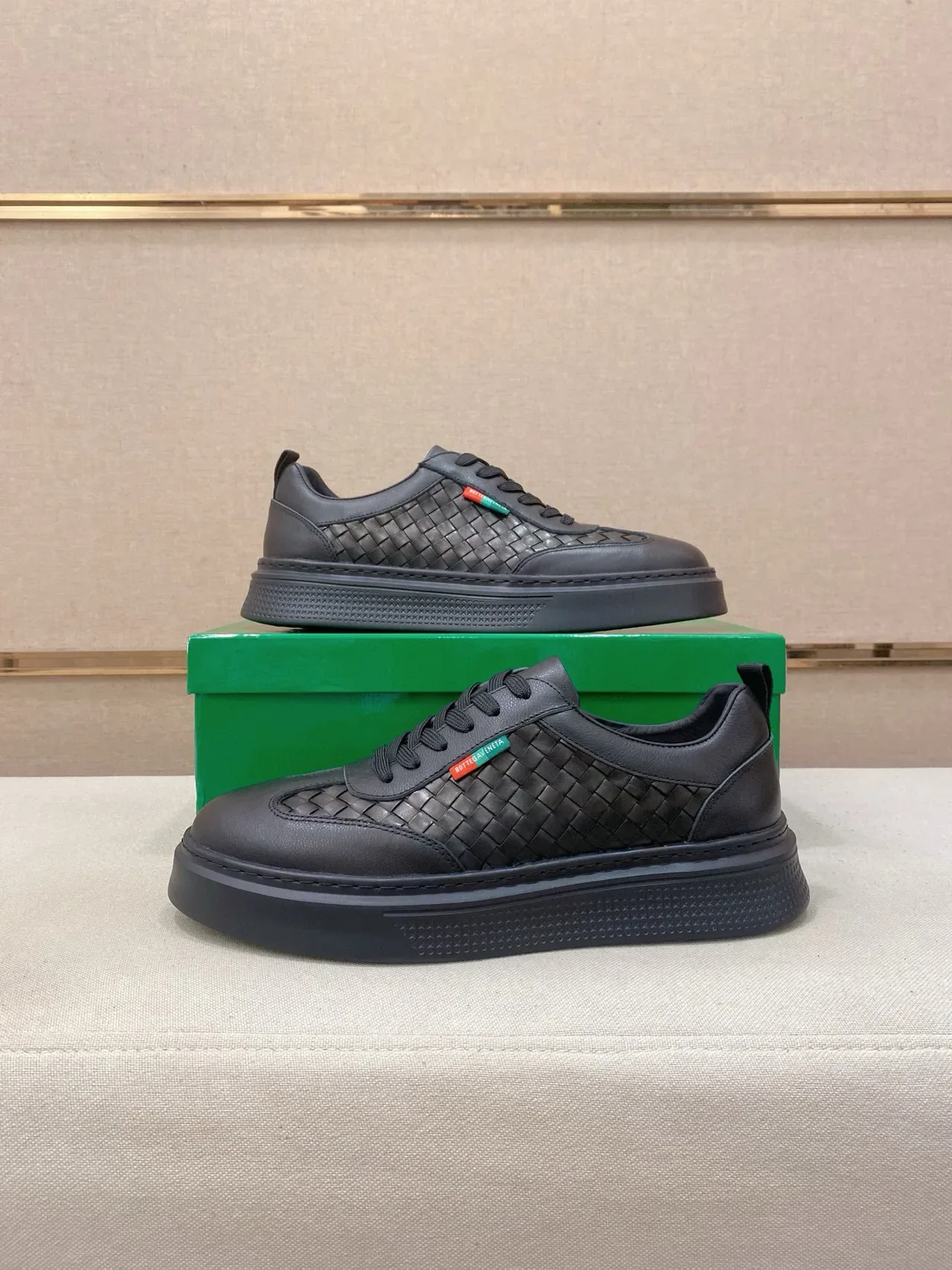 Bottega Veneta Cassette Black Couro Tecido Lifestyle Sneakers 7