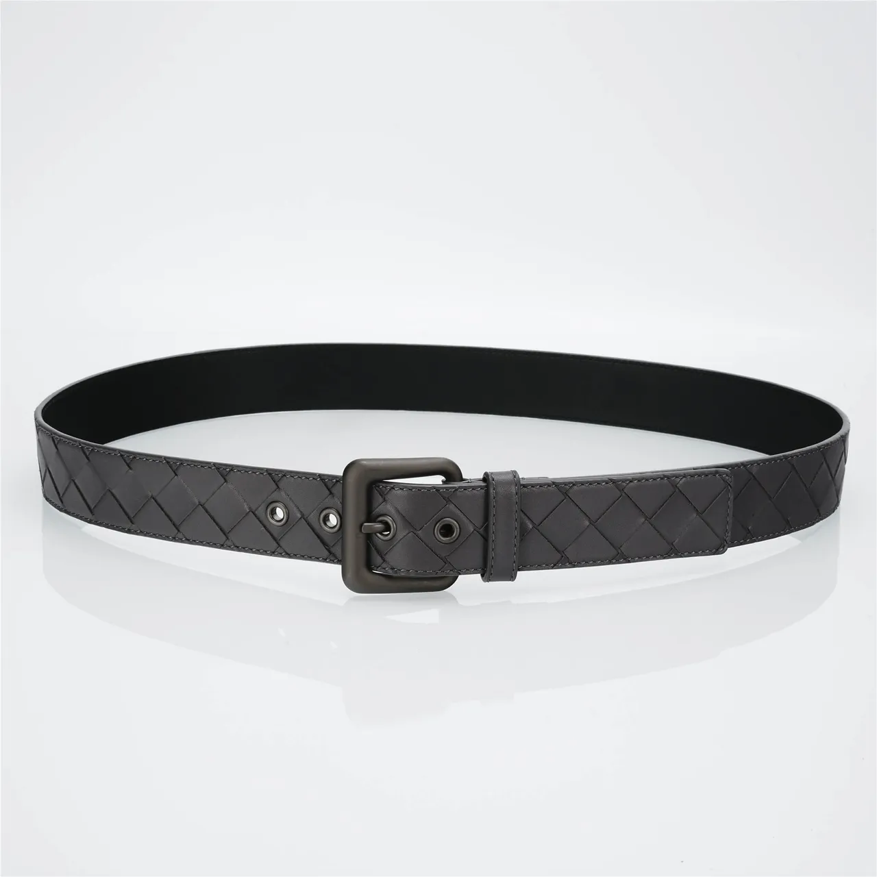 Bottega Veneta Cassette Intrecciato Ceinture en cuir gris 9