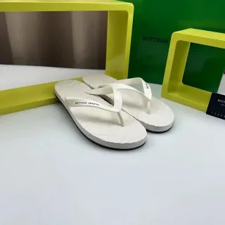 Bottega Veneta White Embossed Thong Slippers