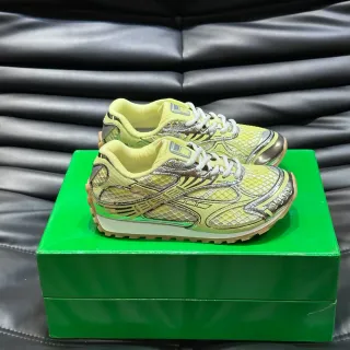 Bottega Veneta Yellow Silver Mesh Upper Metallic Overlays Lifestyle Sneakers