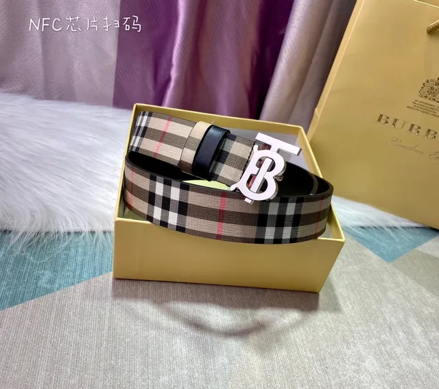 Burberry Beige Black Reversible Woven Vintage Check Pattern Canvas Belt 6