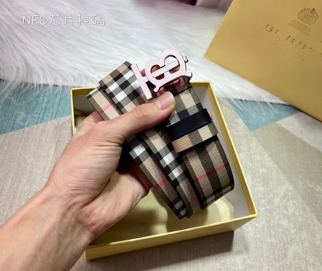 Burberry Beige Black Reversible Woven Vintage Check Pattern Canvas Belt 7