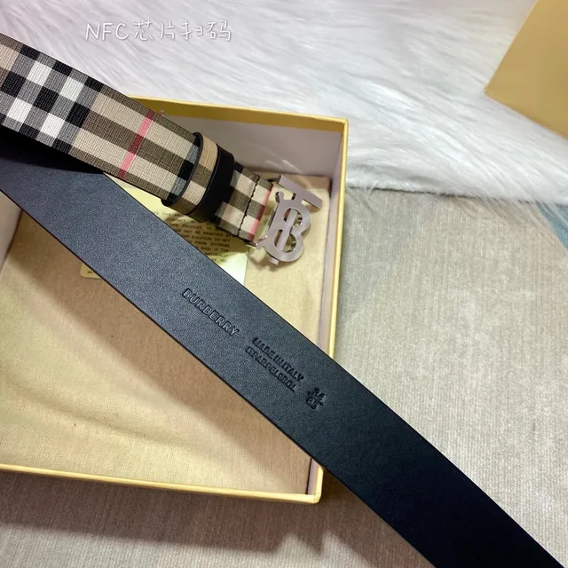 Burberry Beige Black Reversible Woven Vintage Check Pattern Canvas Belt 8
