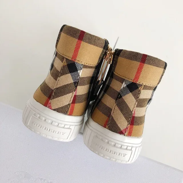Burberry Beige Multicolor Baskets Lifestyle Semelle Plateforme Talon Haut 5