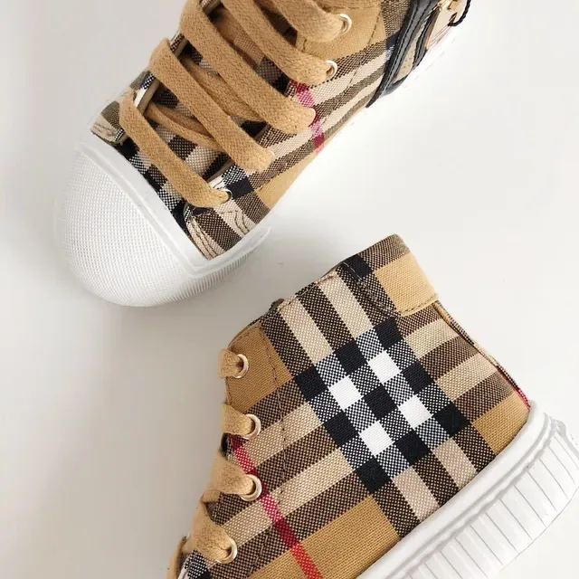 Burberry Beige Multicolor Baskets Lifestyle Semelle Plateforme Talon Haut 6
