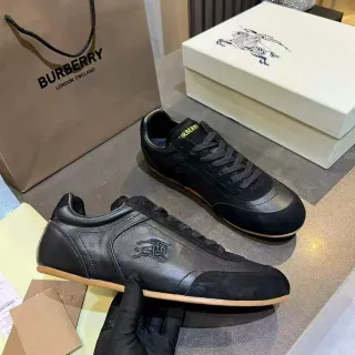 Burberry Black Beige Leather And Suede Gum Rubber Sole Lifestyle Sneakers