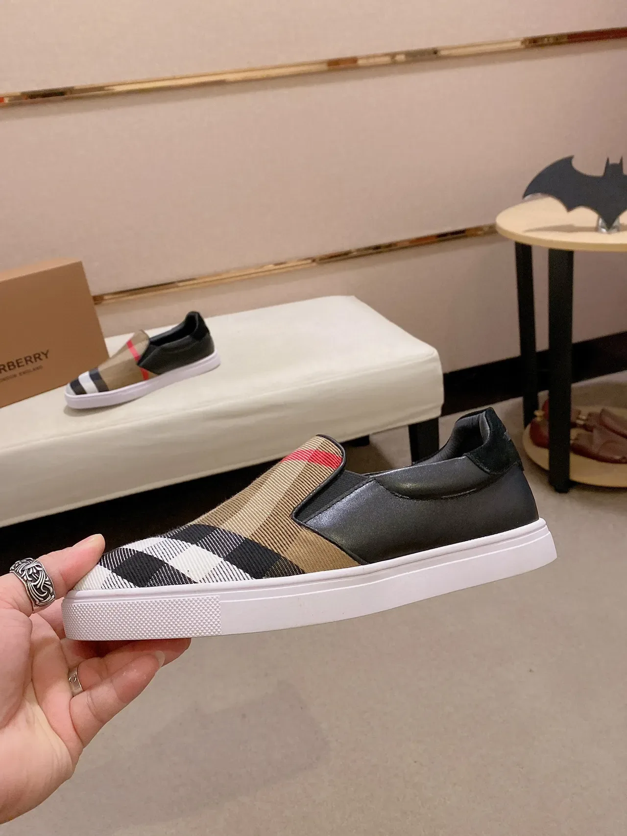 Burberry কালো বহুরঙা স্লিপ-অন চেক-প্যাটার্ন লাইফস্টাইল স্নিকার্স 8