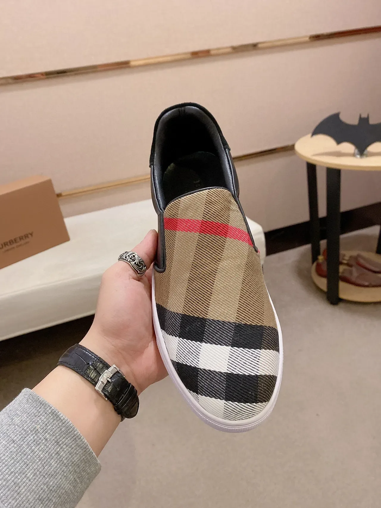 Burberry কালো বহুরঙা স্লিপ-অন চেক-প্যাটার্ন লাইফস্টাইল স্নিকার্স 9