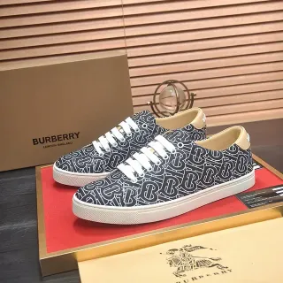 Burberry Black White Monogram-Print Upper Low-Top Silhouette Lifestyle Sneakers