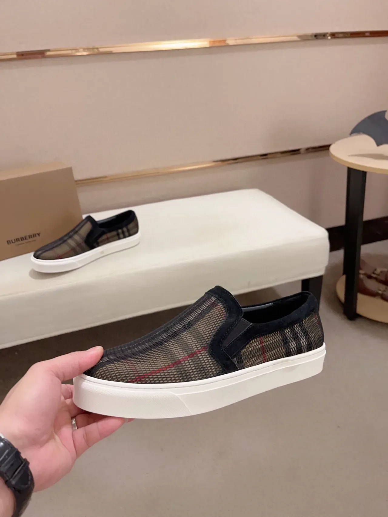 Burberry Check Mesh Slip-On Lifestyle Sneakers 3