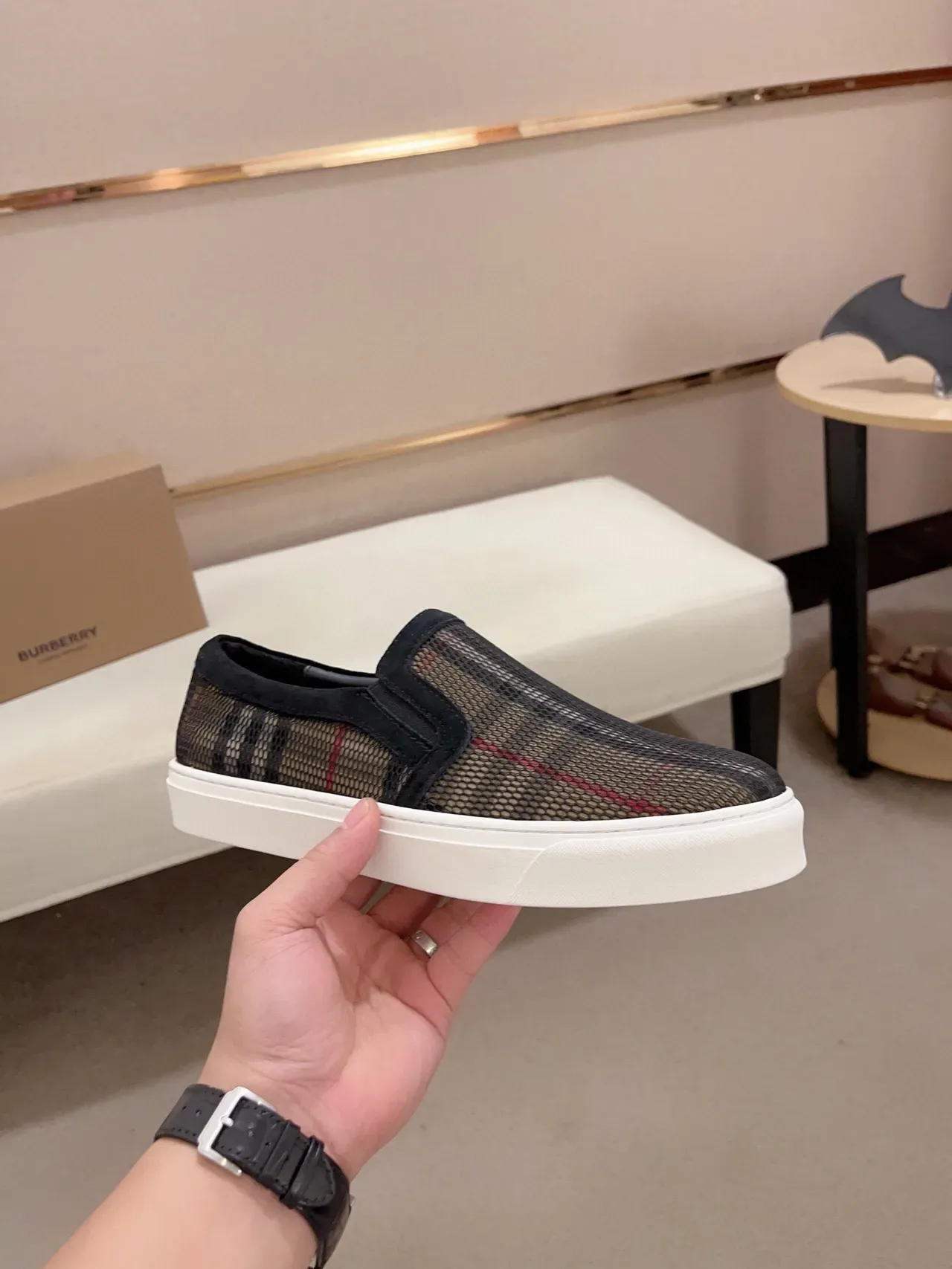 Burberry Check Mesh Slip-On Lifestyle Sneakers 4