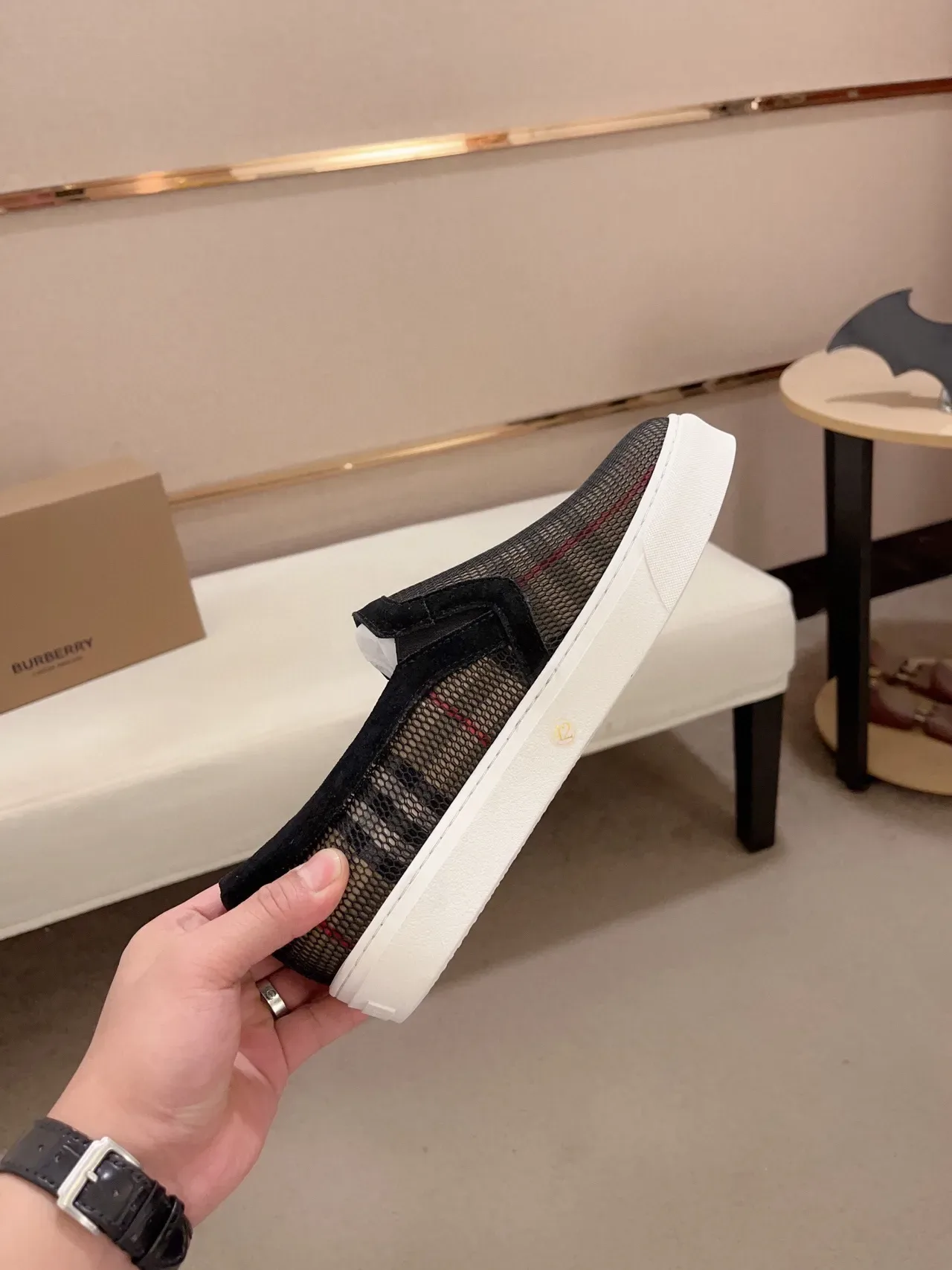 Burberry Check Mesh Slip-On Lifestyle Sneakers 5