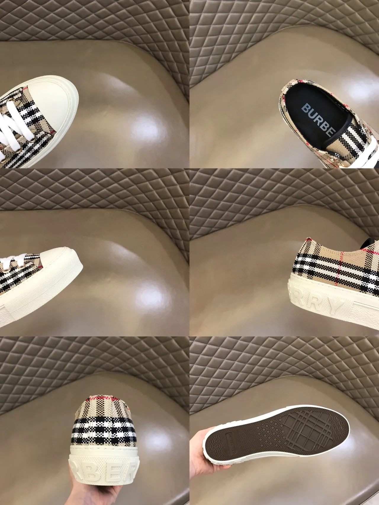 Burberry Check Pattern Low-Top Platform Lifestyle Sneakers 2