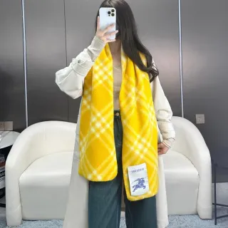 Burberry চেক প্যাটার্ন হলুদ ক্যাশমির স্কার্ফ