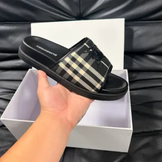Burberry Check Strap Platform Slippers