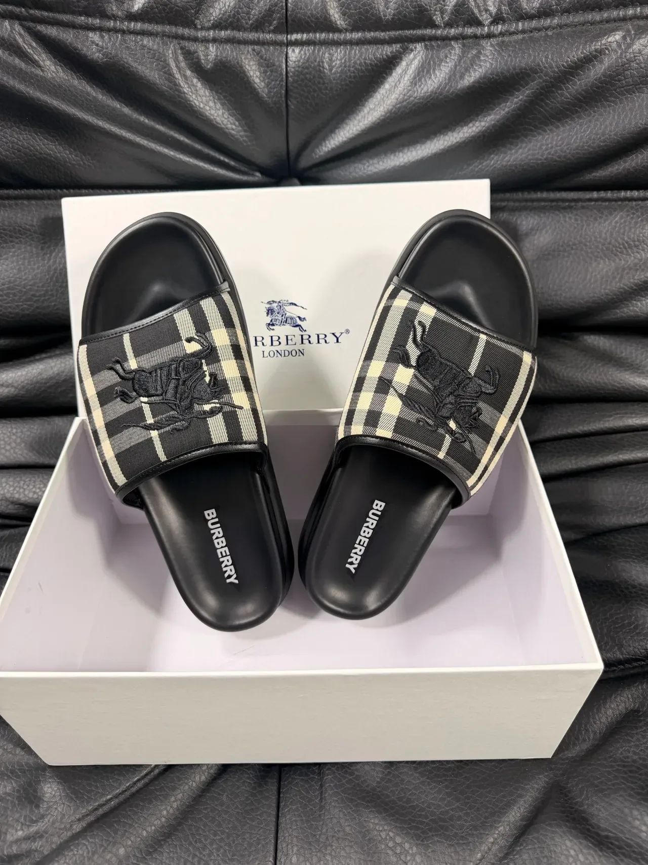 Burberry Check Strap Platform Slippers 3