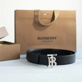 Burberry Knight Black Pebbled Leather Belt