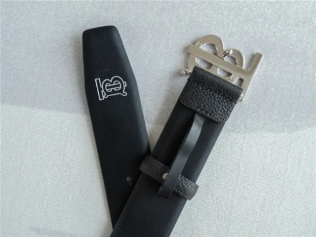 Burberry Knight Black Pebbled Leather Belt 2