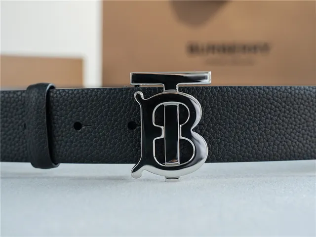 Burberry Knight Black Pebbled Leather Belt 4