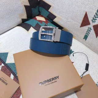 Burberry Knight Blue Embossed Check Leather Belt