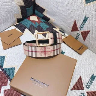 Burberry Knight Check भूरा लाल काला हरा चमड़ी का बेल्ट