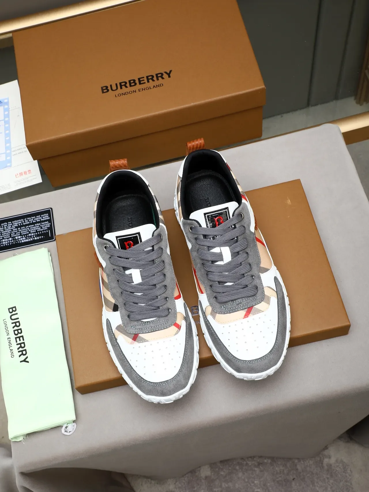 Burberry Knight Sneakers à Panneaux Check Semelle Sculptée Chunky 3