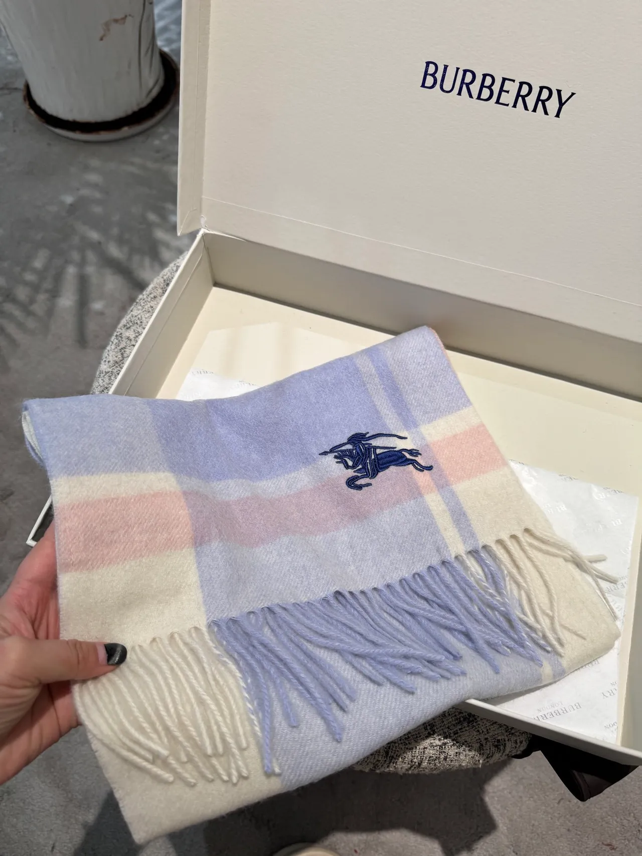 Burberry Knight Plaid Cashmere Scarf 5