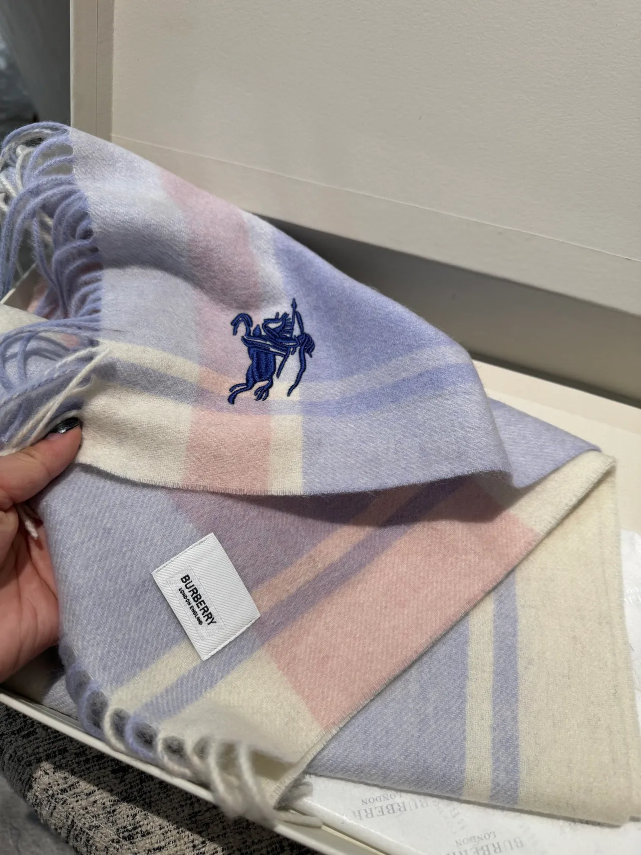 Burberry Knight Plaid Cashmere Scarf 6