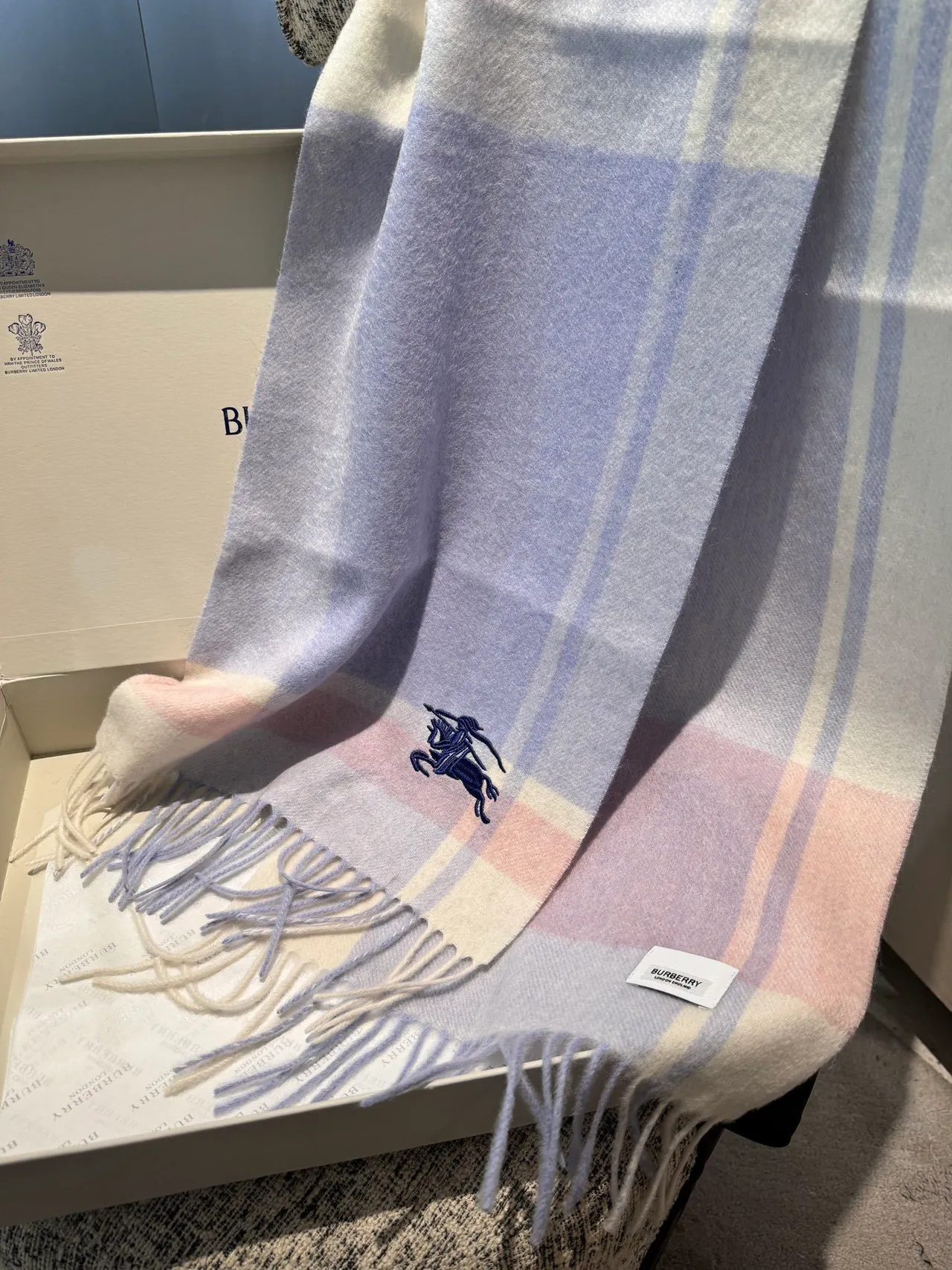 Burberry Knight Plaid Cashmere Scarf 7