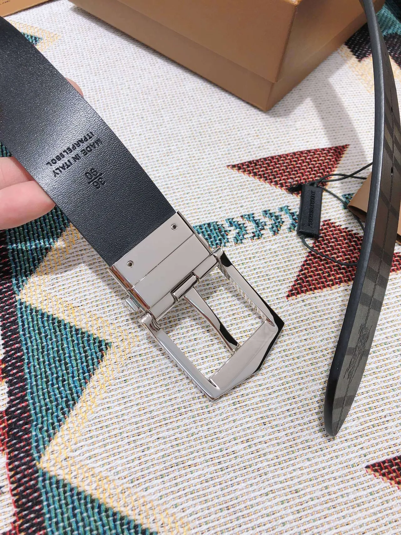 Burberry Knight Reversible Black Leather Belt 5