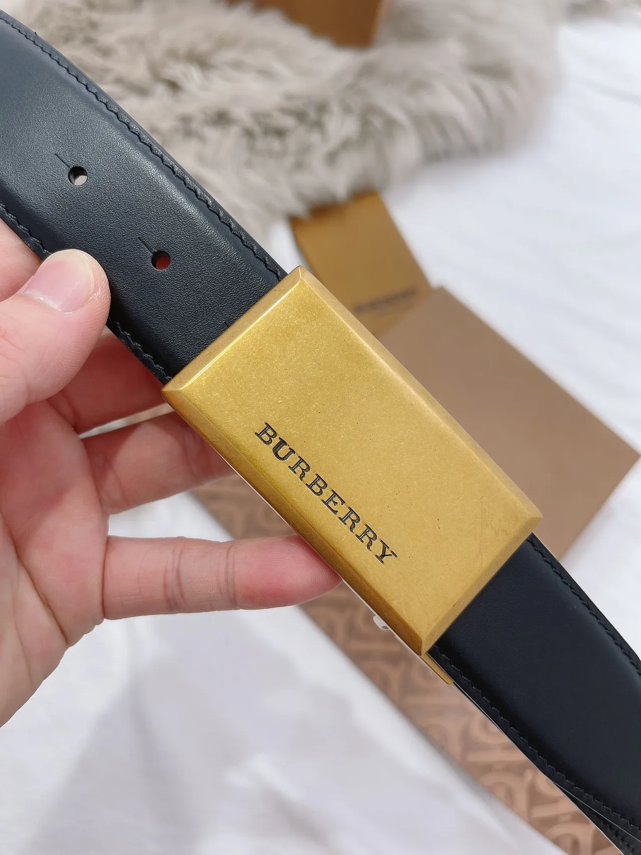 Burberry Knight উল্টানো যোগ্য Monogram কালো চামড়ার বেল্ট 7