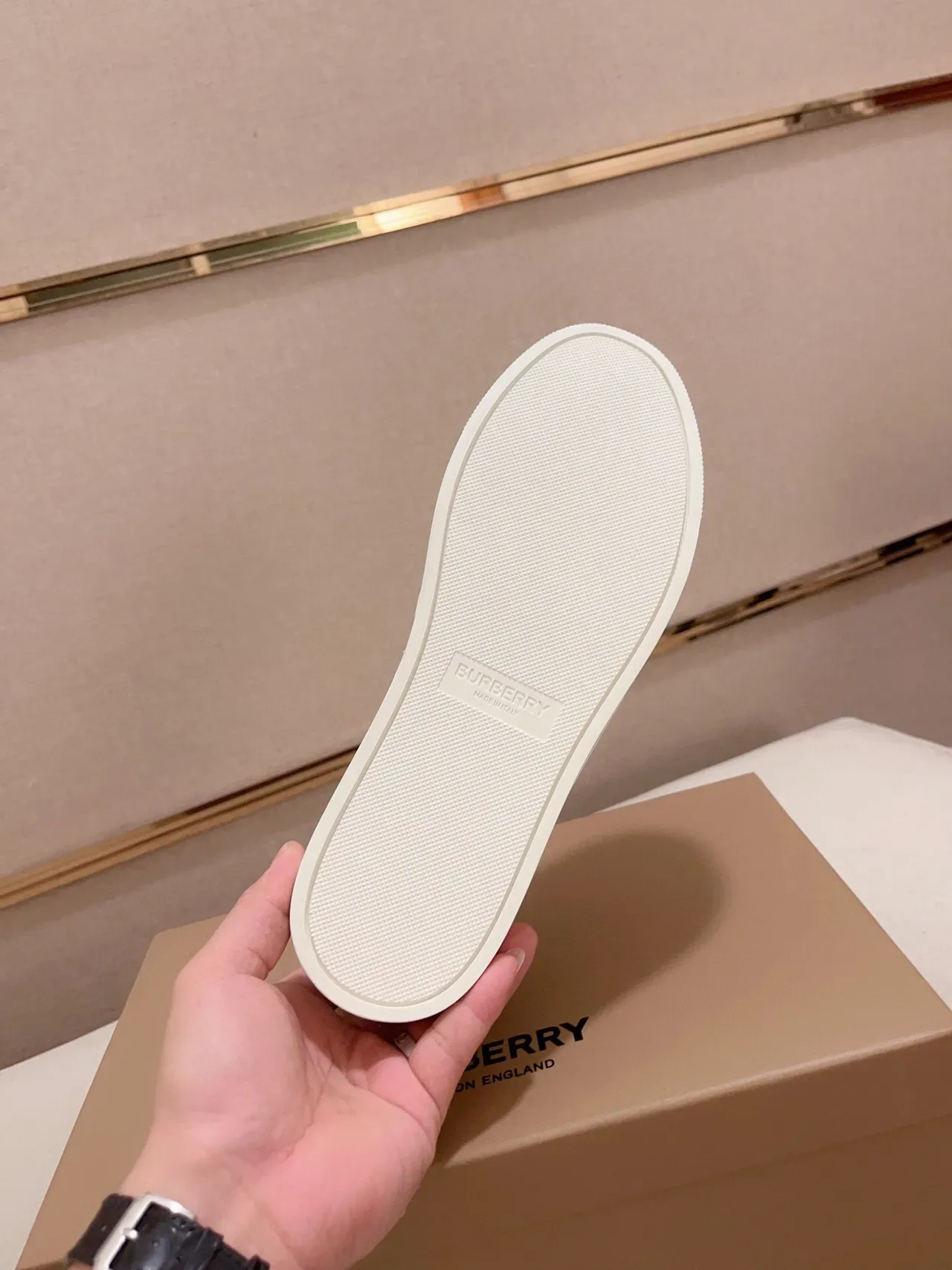 Burberry Lifestyle Sneaker Beige Gray Low-Top Suede-and-Check Panel Lifestyle Sneakers 9