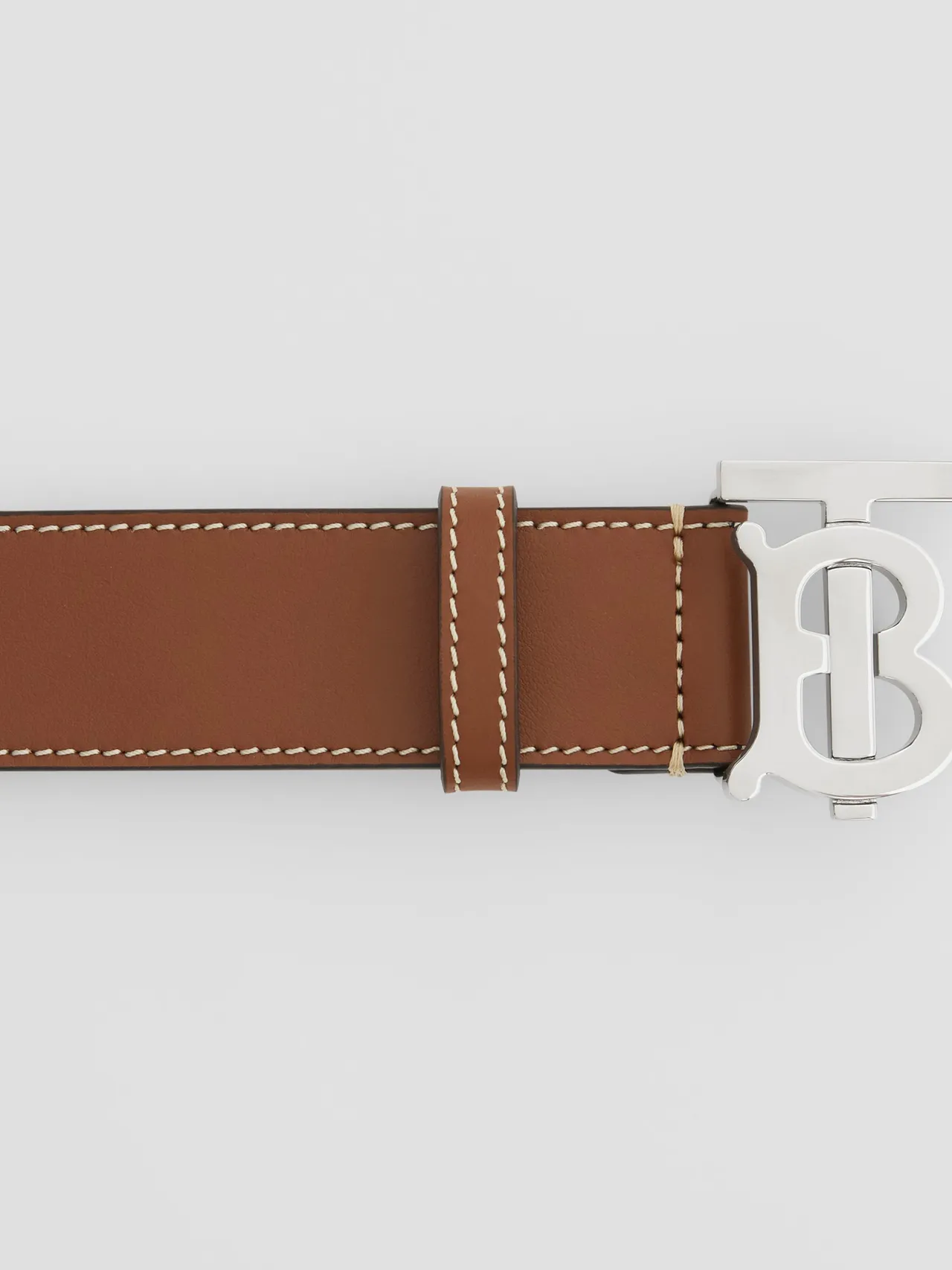Burberry Monogram Ceinture en cuir marron noir réversible marron tan avec couture de contraste 2
