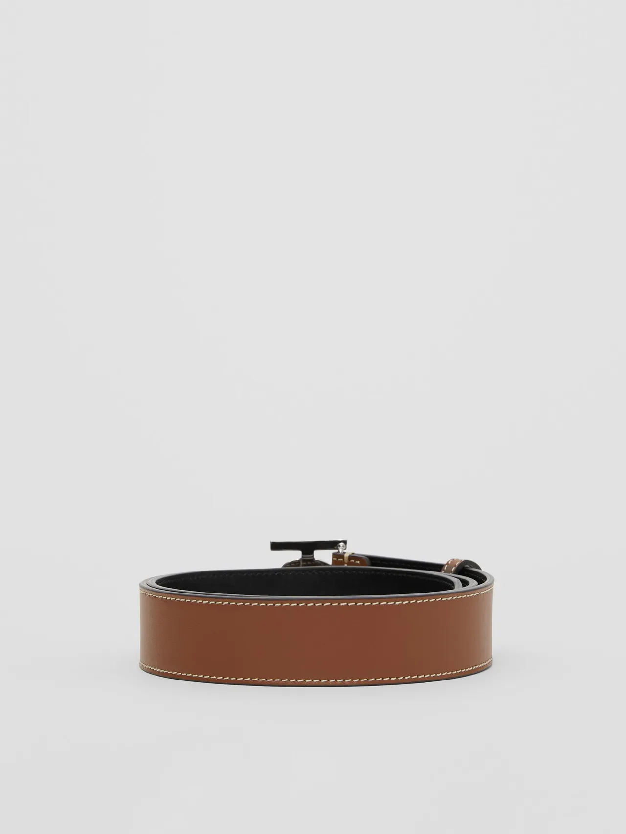 Burberry Monogram Ceinture en cuir marron noir réversible marron tan avec couture de contraste 4
