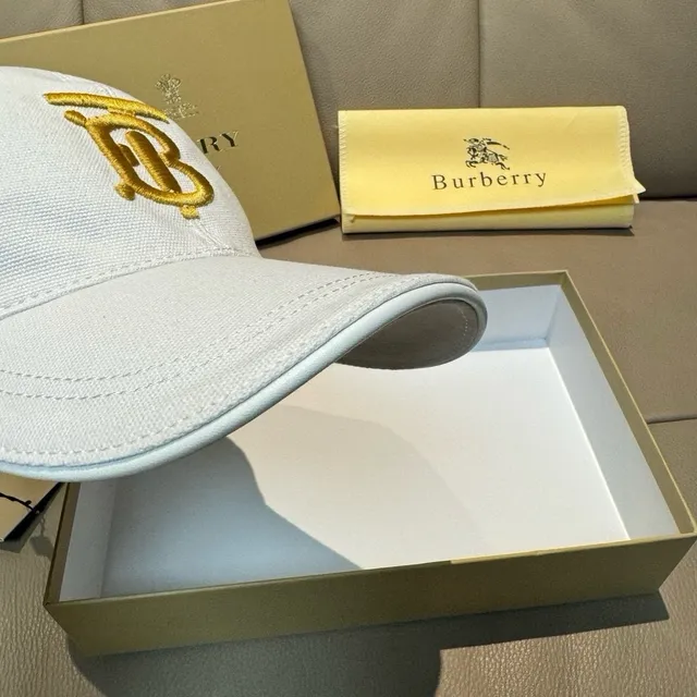 Burberry Monogram Embroidered Off-White Baseball Cap 3